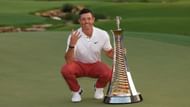 Rory McIlroy signals "four" for his fourth Harry Vardon Trophy